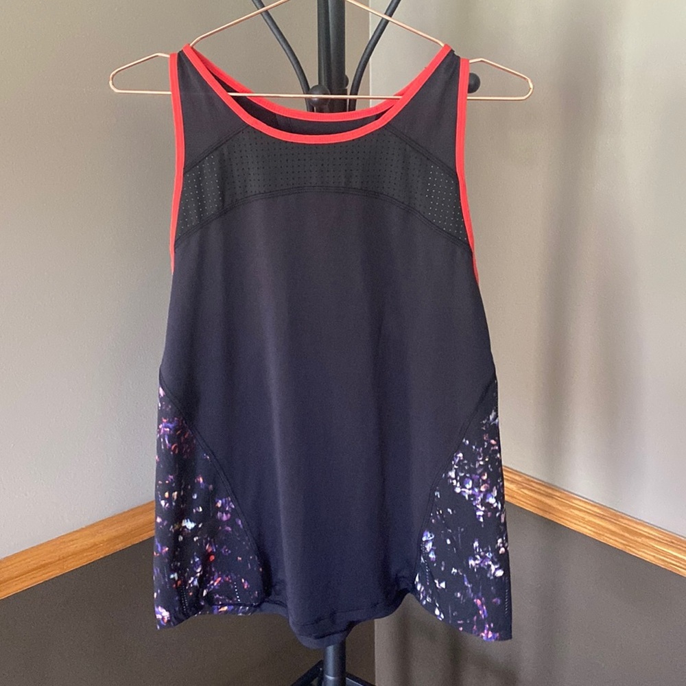 Champion black/multicolored tank top with cut out back size Large